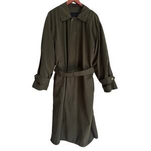 Kasper Vintage Wool Trench Coat Women’s L Olive Green Maxi Belted